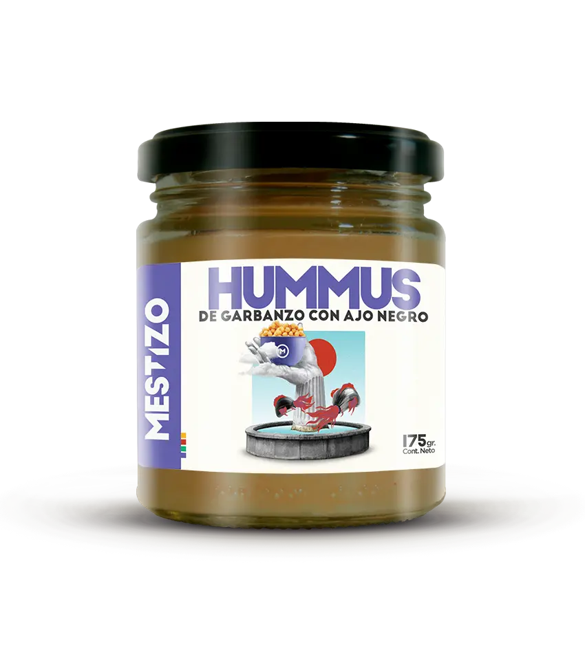 imagen de frasco de Hummus Mestizo sabor ajo Negro